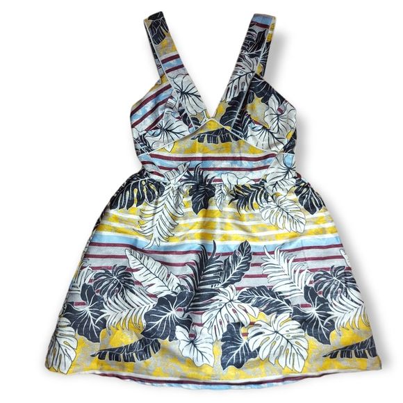 H&M Palm Print Metallic Dress Size 10 - Picture 2 of 10